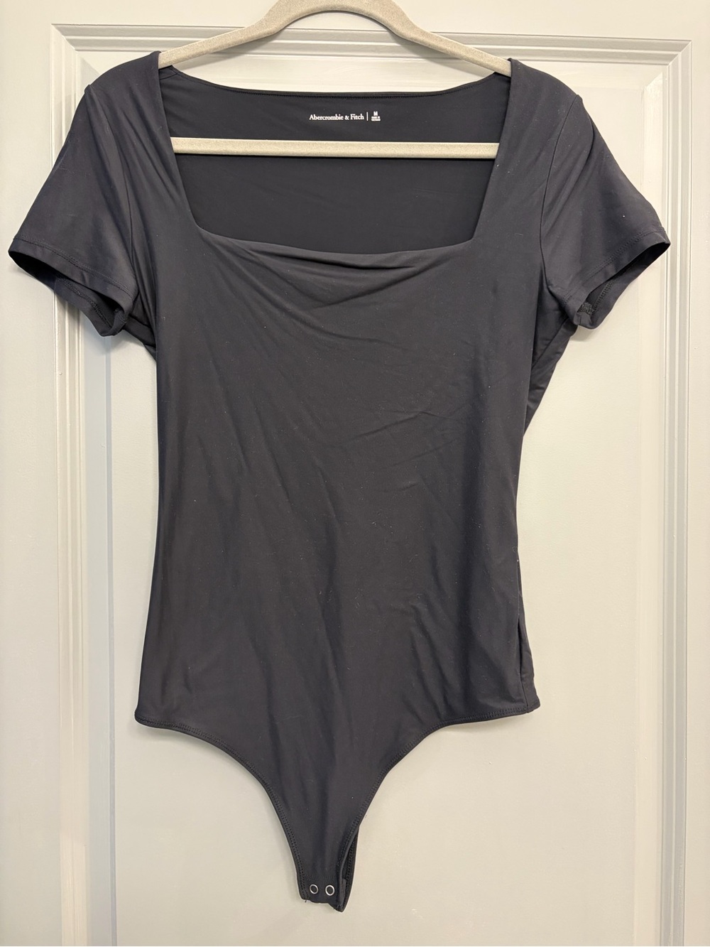 Abercrombie & Fitch Charcoal Square-Neck Short Sleeve Bodysuit